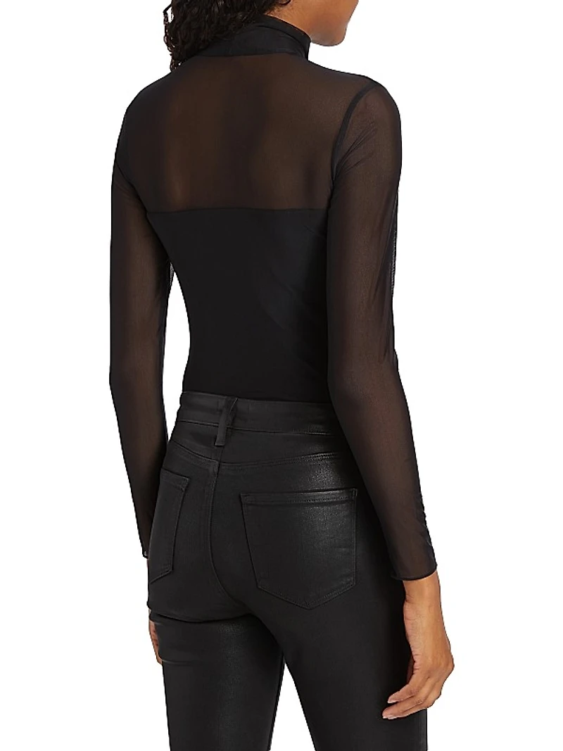Chic Mesh Mock Turtleneck Bodysuit