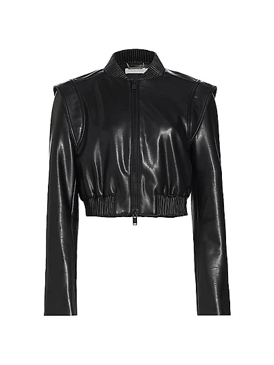 Doreen Faux Leather Bomber Jacket