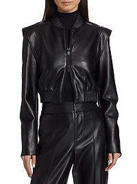 Doreen Faux Leather Bomber Jacket
