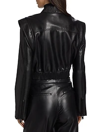 Doreen Faux Leather Bomber Jacket