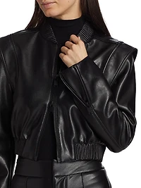Doreen Faux Leather Bomber Jacket