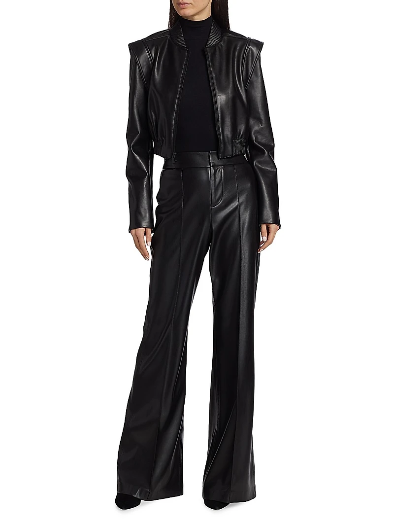 Doreen Faux Leather Bomber Jacket