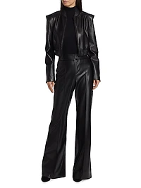 Doreen Faux Leather Bomber Jacket