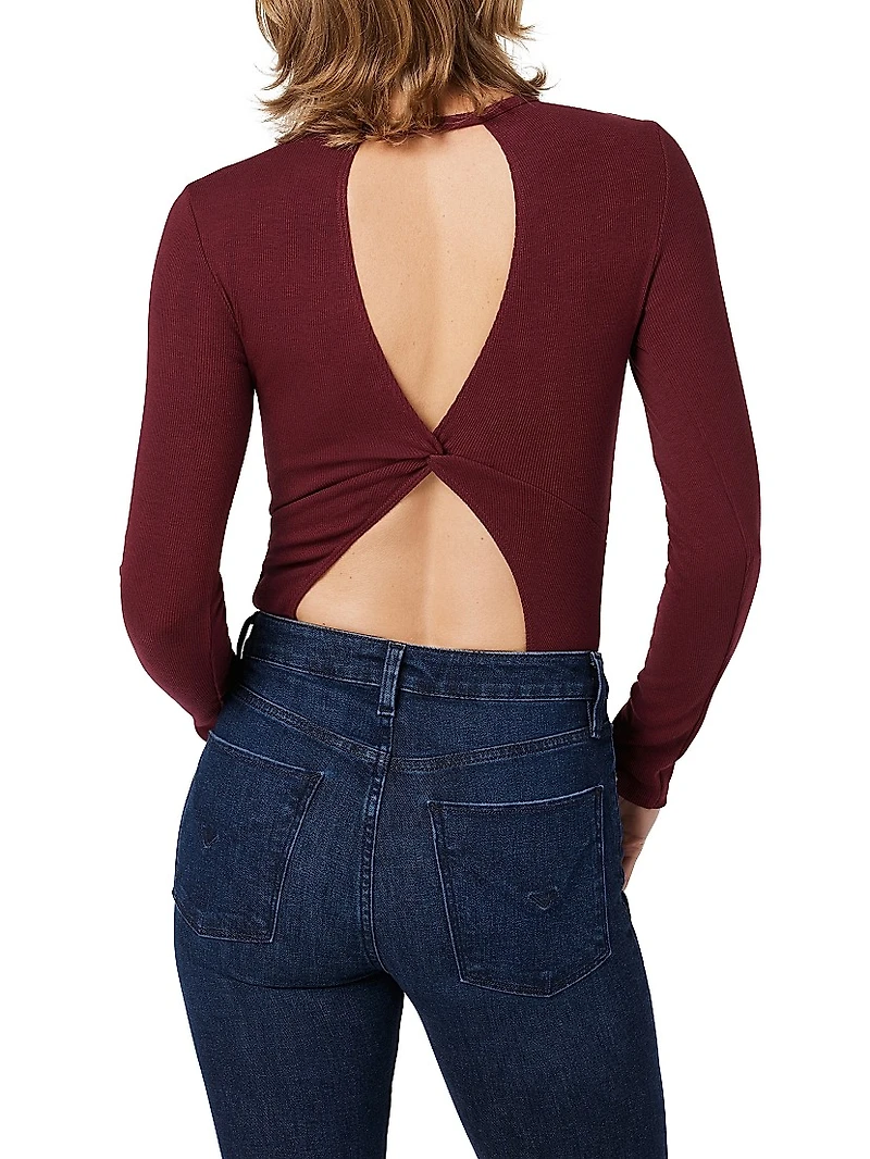 Knotted Back Cotton-Blend Bodysuit