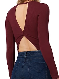 Knotted Back Cotton-Blend Bodysuit