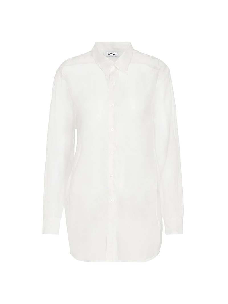Oversized Sheer Button-Front Shirt
