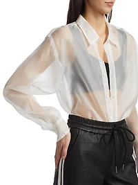 Oversized Sheer Button-Front Shirt