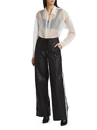 Oversized Sheer Button-Front Shirt