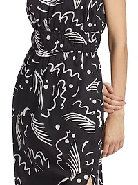 Selani Abstract One-Shoulder Midi-Dress