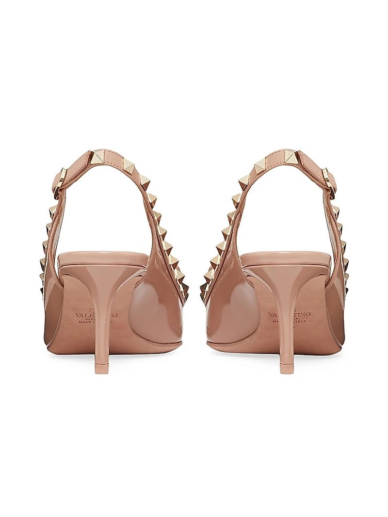 Rockstud Bow Slingback Patent Leather Pumps 60MM