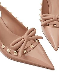 Rockstud Bow Slingback Patent Leather Pumps 60MM