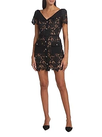 Guipure Lace Short-Sleeve Minidress