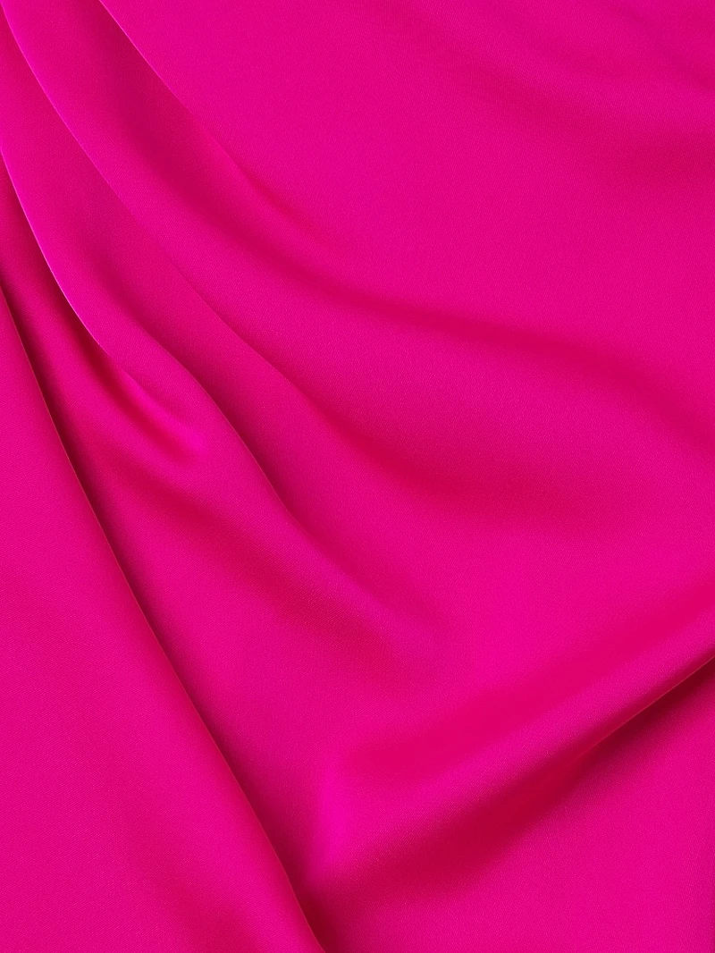 One-Shoulder Satin Midi-Dress