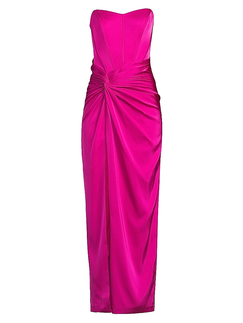 Stretch Satin Strapless Gown