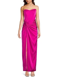 Stretch Satin Strapless Gown