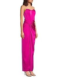 Stretch Satin Strapless Gown