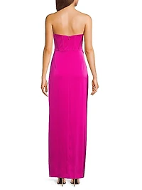 Stretch Satin Strapless Gown