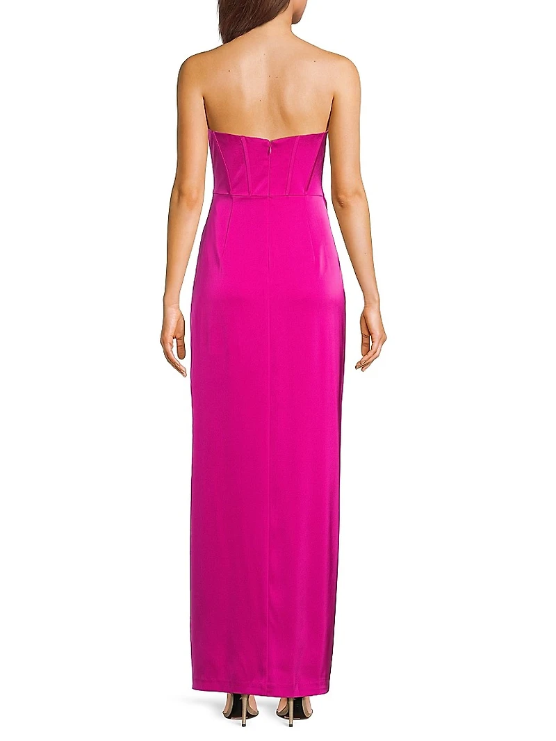 Stretch Satin Strapless Gown