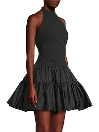 Halter Stretch Crepe Minidress