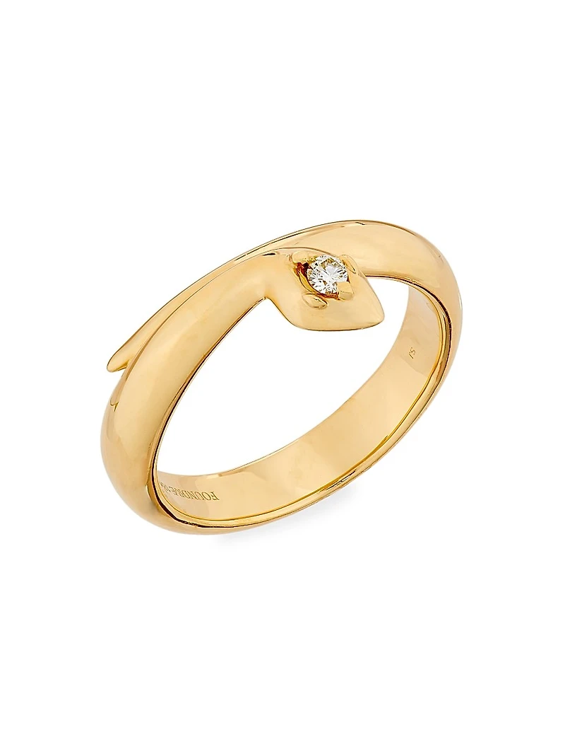 Wholeness Snake 18K Yellow Gold & 0.06 TCW Diamond Polished Bookend Band