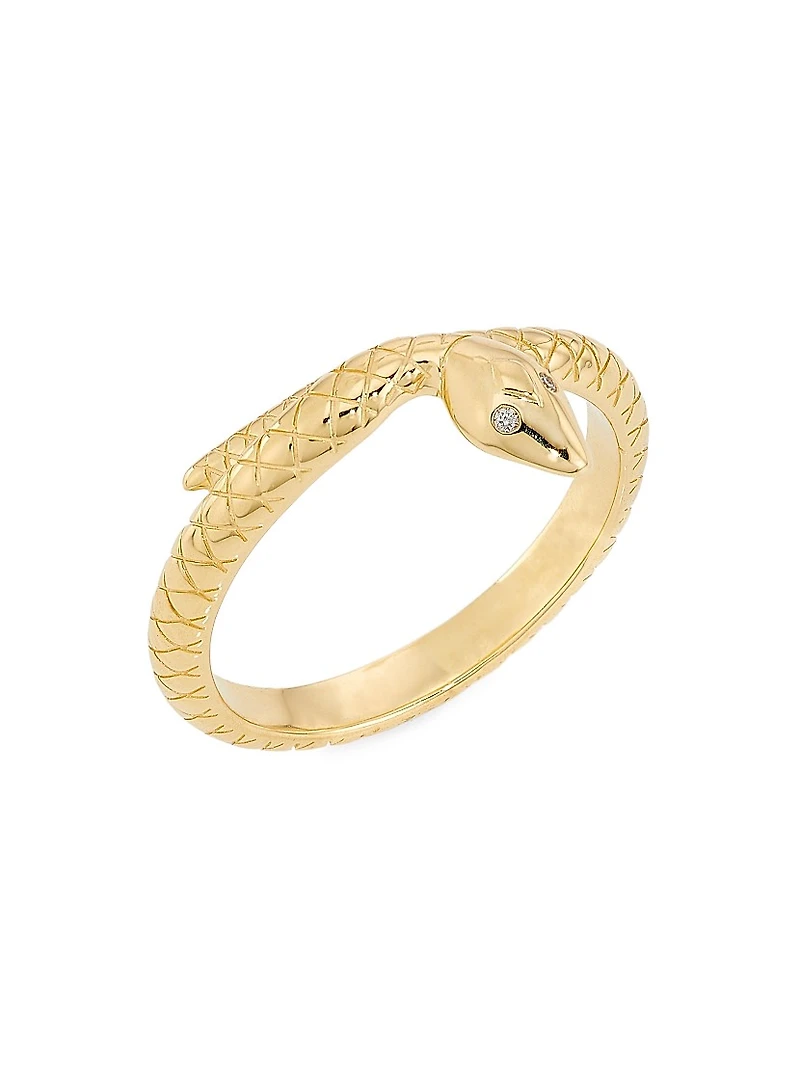 Wholeness Snake 18K Yellow Gold & 0.01 TCW Diamond Engraved Bookend Band