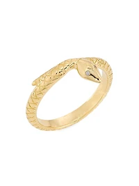 Wholeness Snake 18K Yellow Gold & 0.01 TCW Diamond Engraved Bookend Band