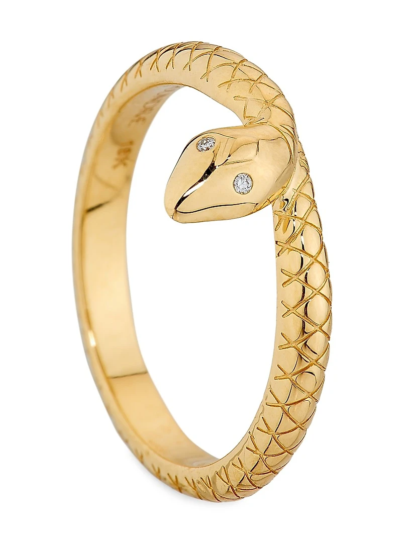 Wholeness Snake 18K Yellow Gold & 0.01 TCW Diamond Engraved Bookend Band