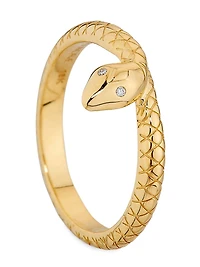 Wholeness Snake 18K Yellow Gold & 0.01 TCW Diamond Engraved Bookend Band
