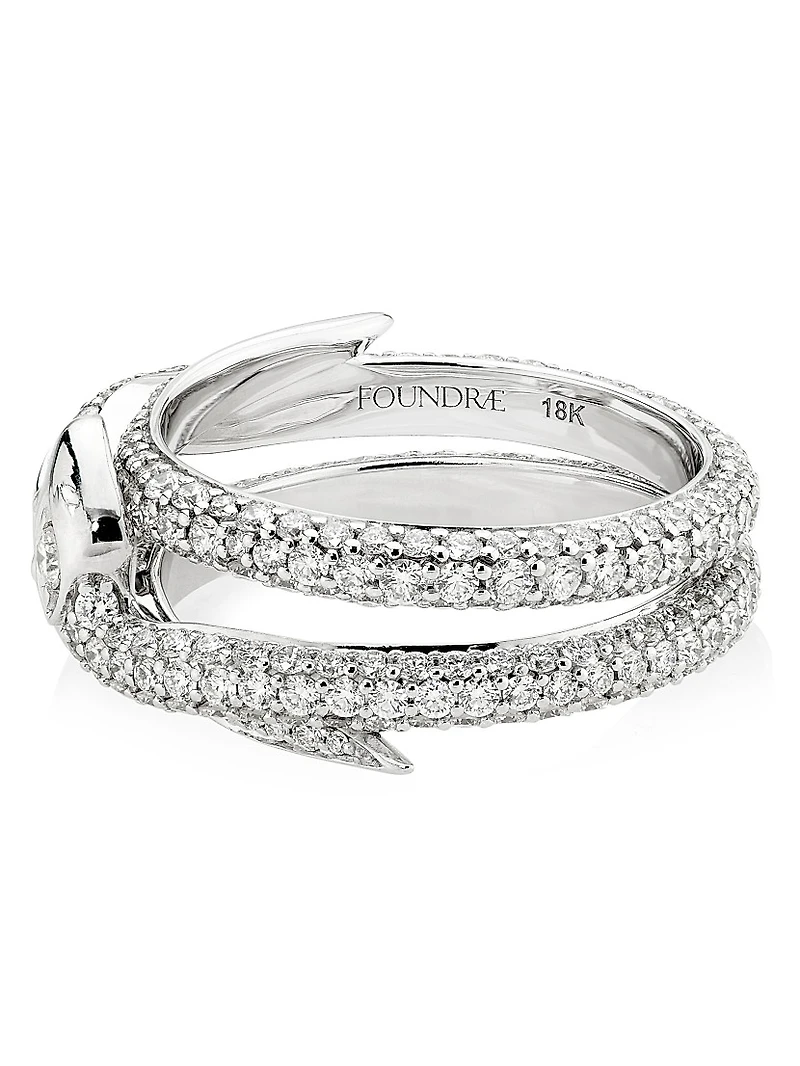 Wholeness Snake 18K White Gold & 1.17 TCW Diamond Pavé Bookend Band