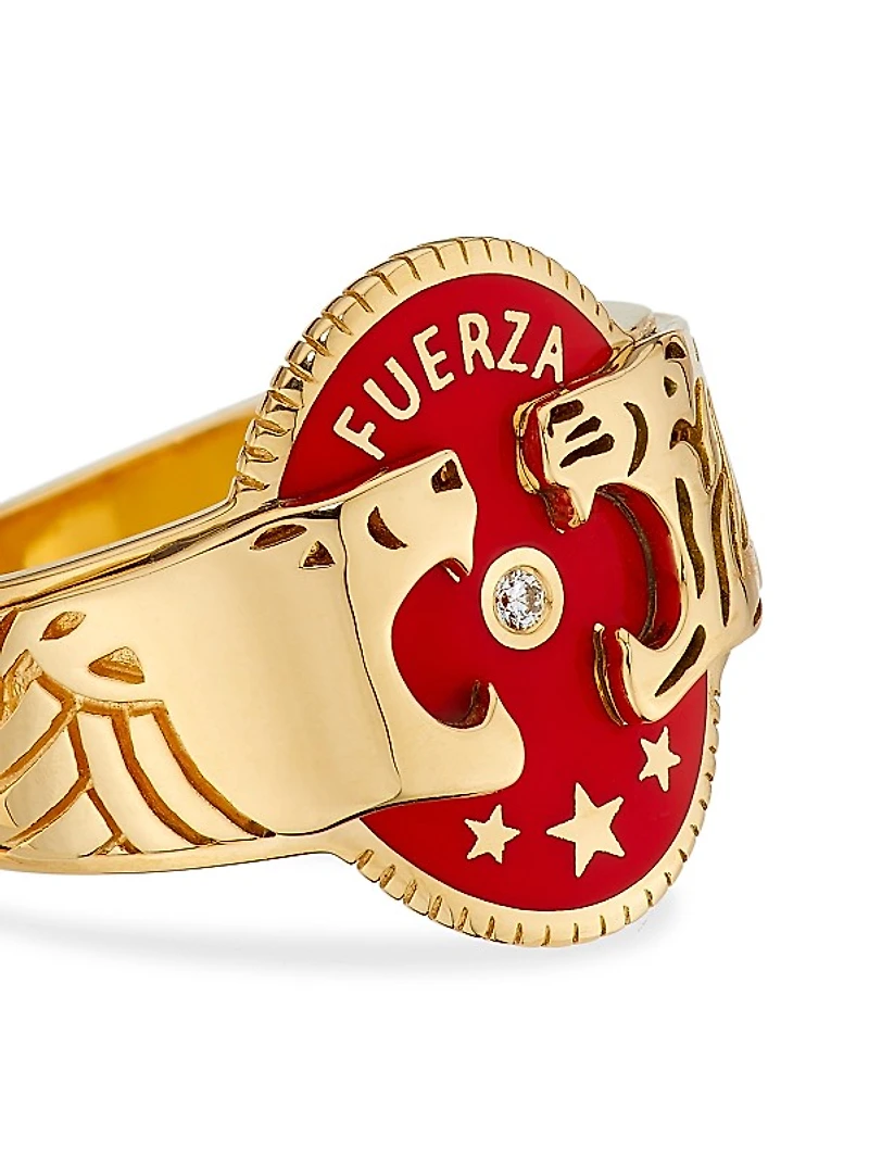 Strength 18K Yellow Gold, Enamel & 0.02 TCW Diamond Cigar Band