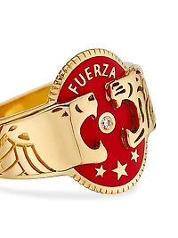 Strength 18K Yellow Gold, Enamel & 0.02 TCW Diamond Cigar Band