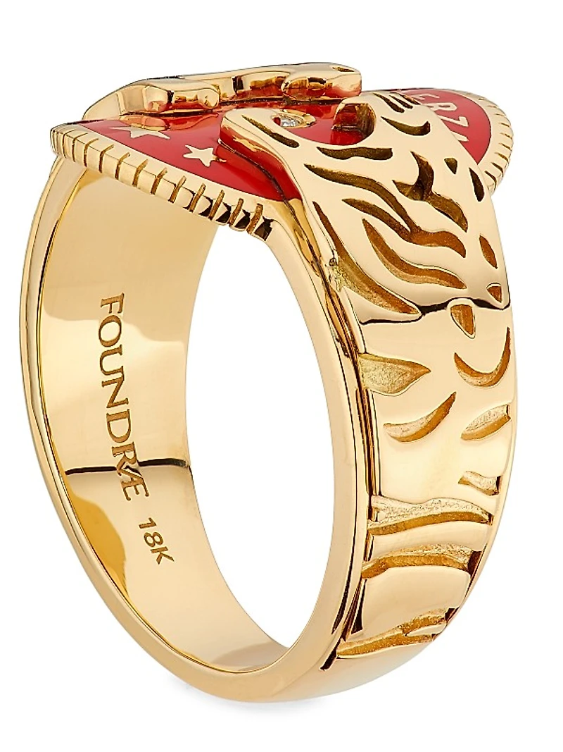 Strength 18K Yellow Gold, Enamel & 0.02 TCW Diamond Cigar Band