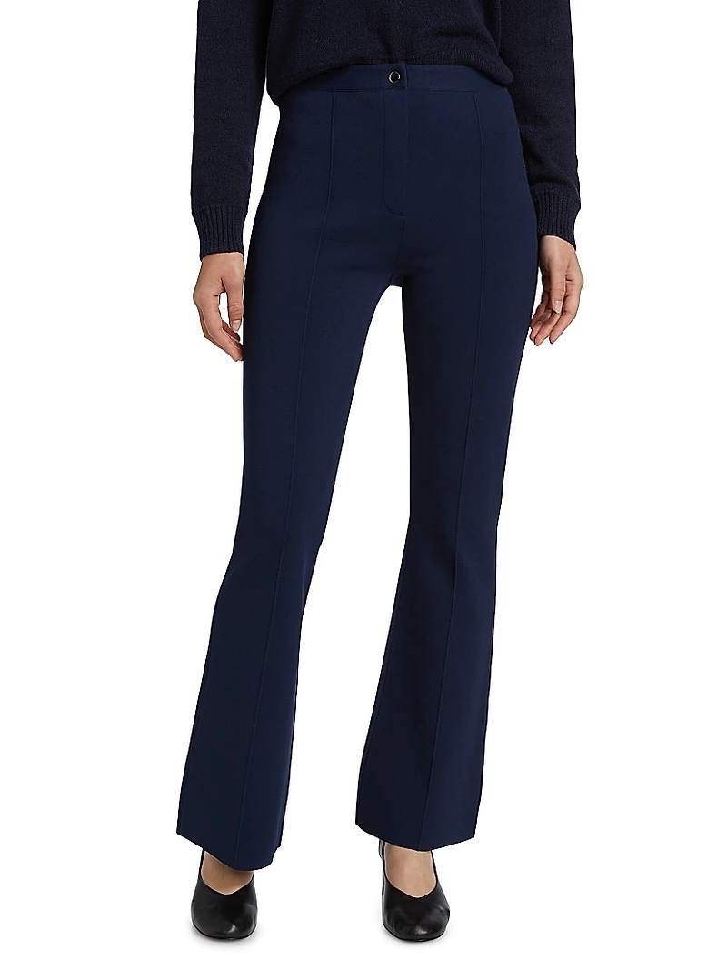 Crepe High-Waist Flare-Leg Pants