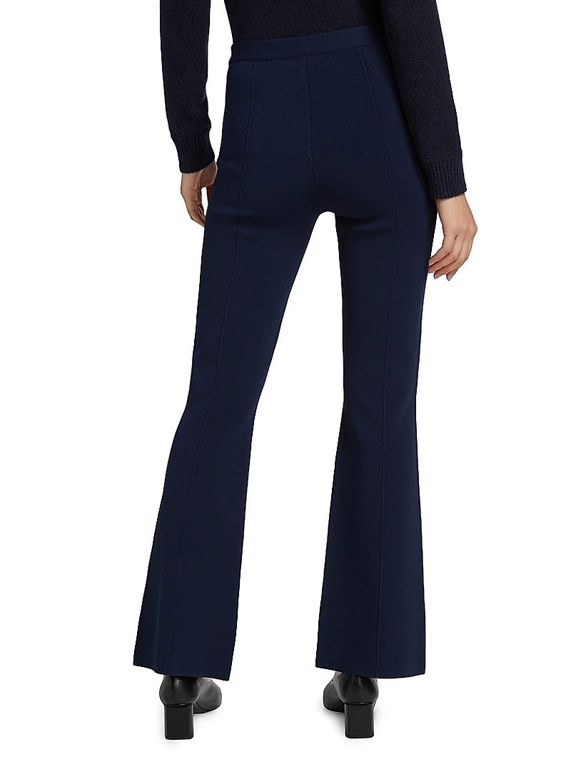 Crepe High-Waist Flare-Leg Pants