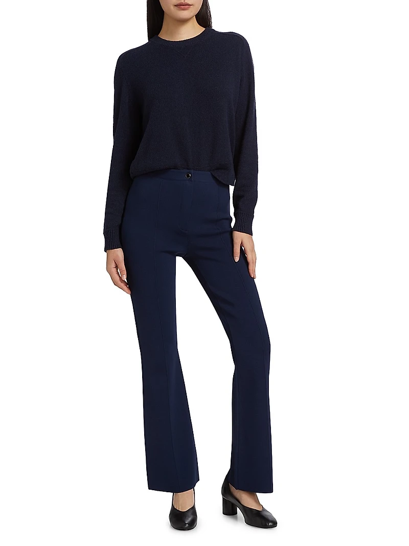 Crepe High-Waist Flare-Leg Pants