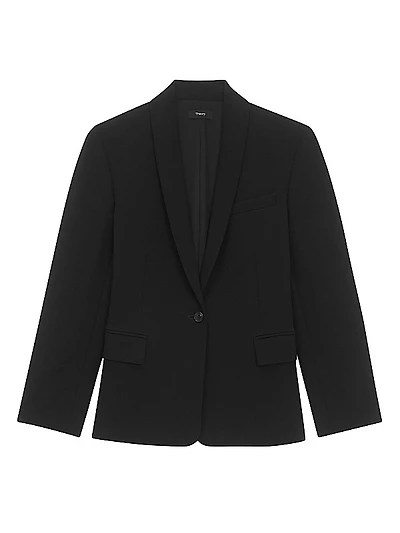 Crepe Shawl-Collar Blazer