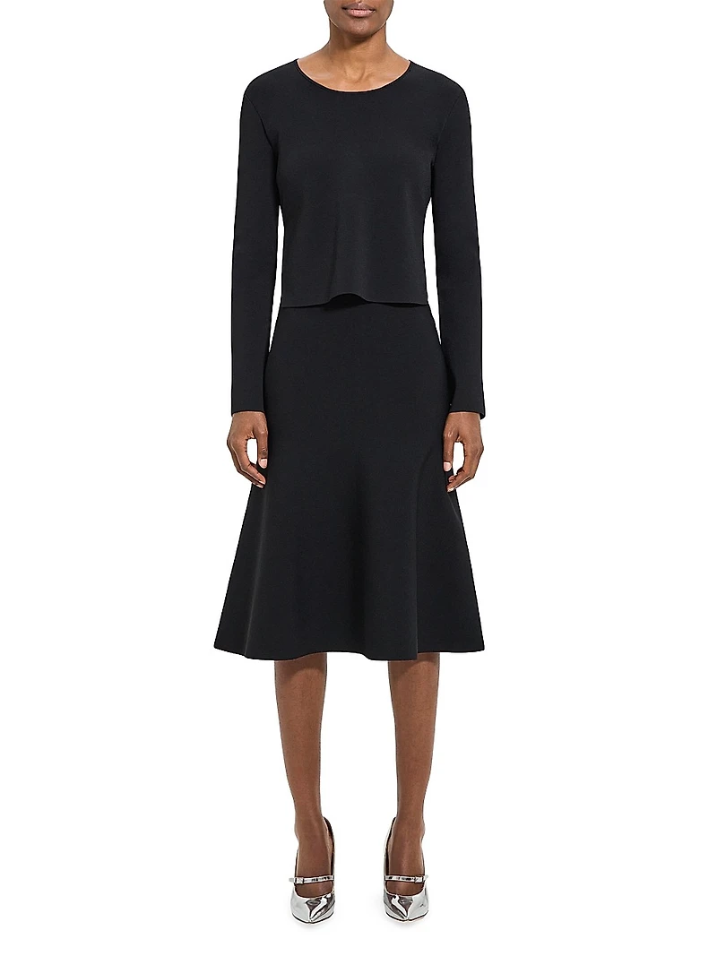 Layered Jersey Midi-Dress