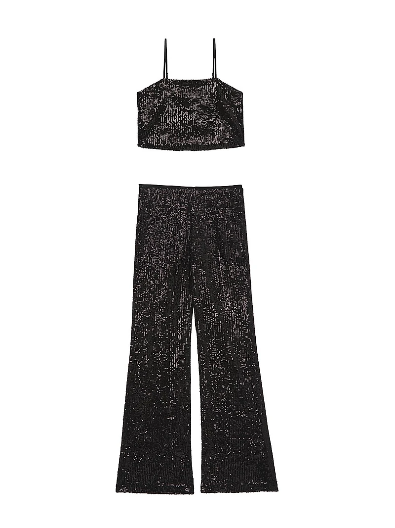 Girl's Liza Sequin-Embellished Flared Pants