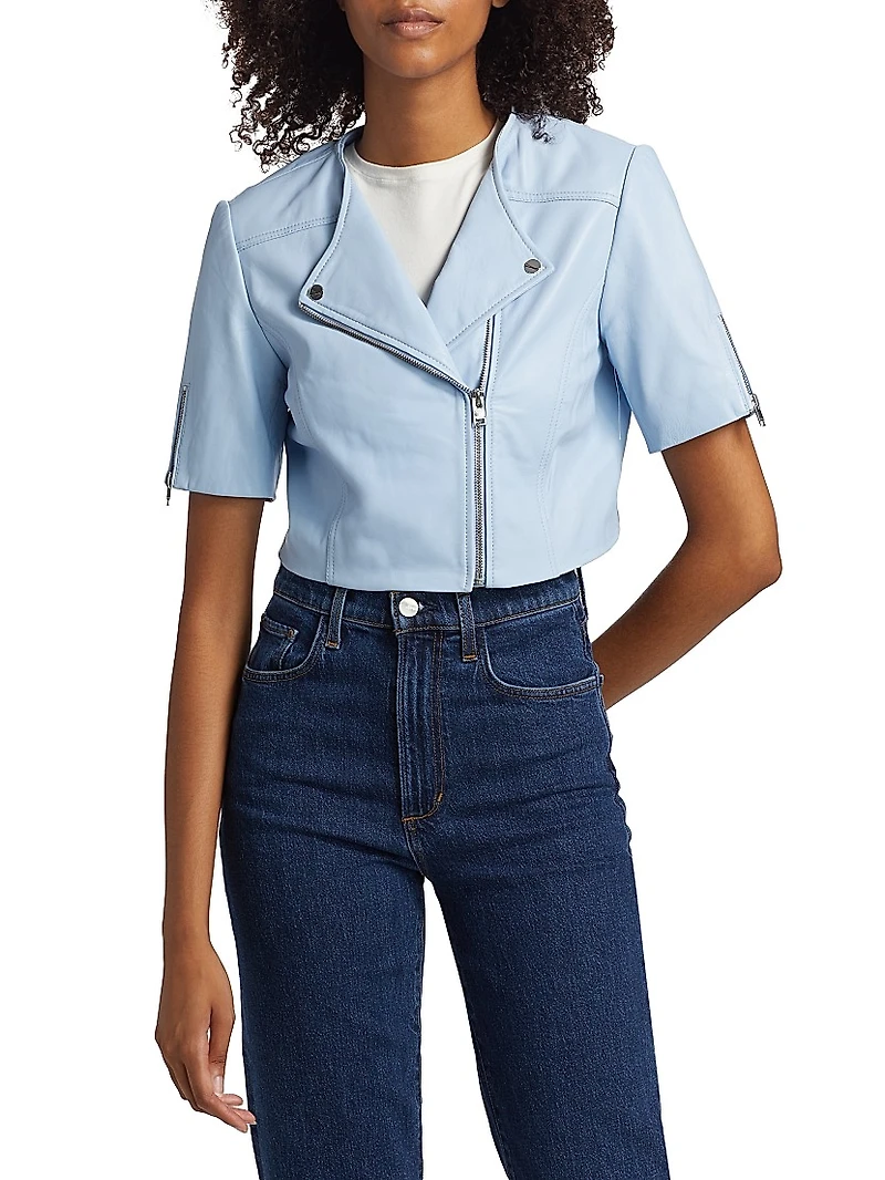 Kirsi Leather Crop Biker Jacket