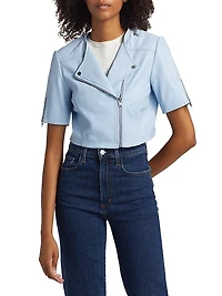 Kirsi Leather Crop Biker Jacket