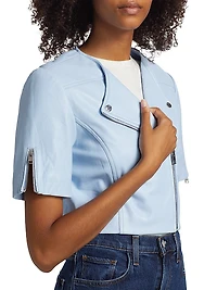 Kirsi Leather Crop Biker Jacket