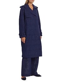 Eyelet Cotton Double-Breasted Trench Coat