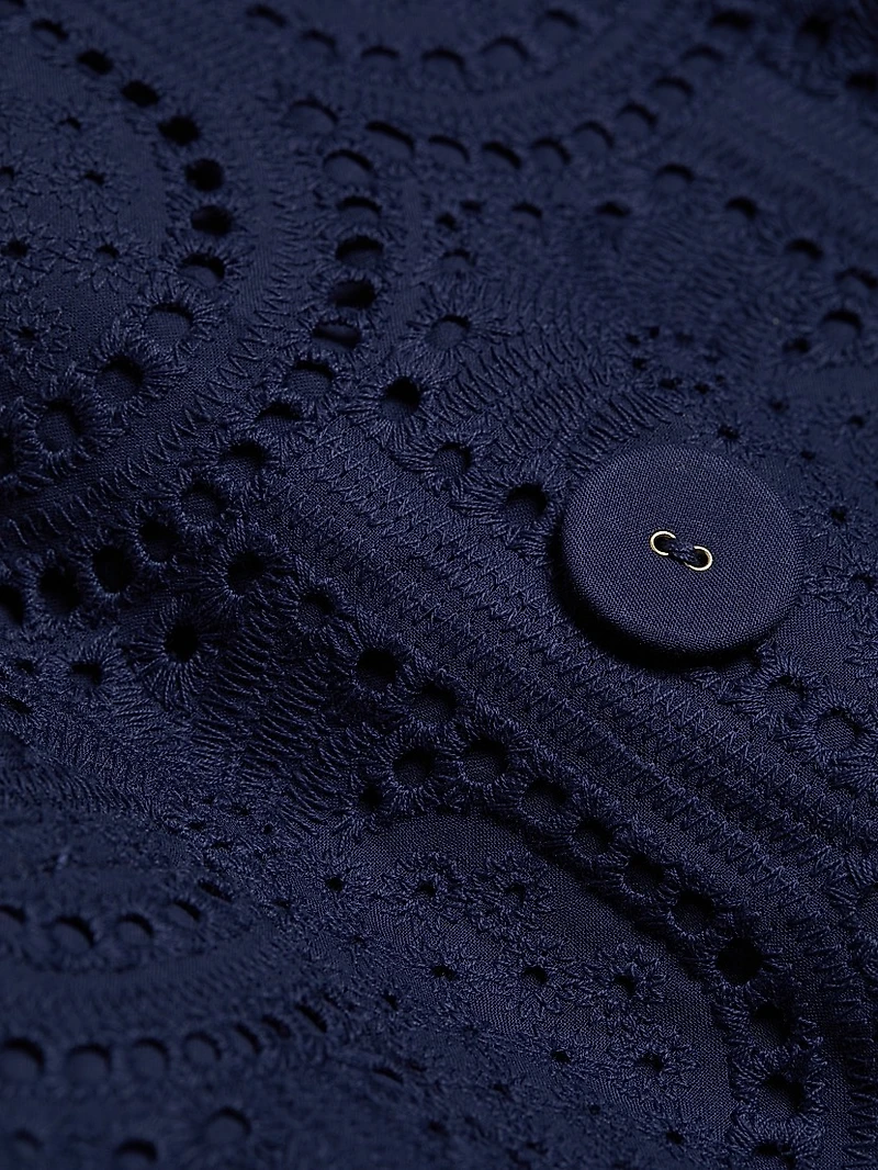 Eyelet Cotton Double-Breasted Trench Coat