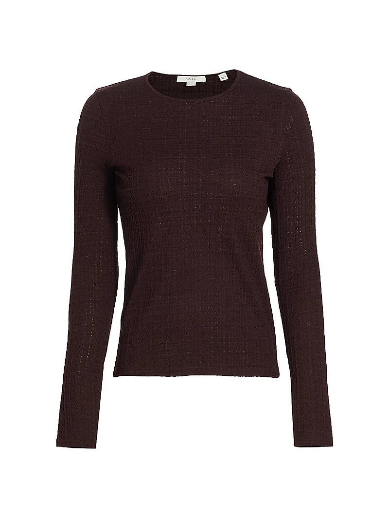 Wool-Blend Plaid Jacquard Long-Sleeve T-Shirt