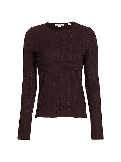 Wool-Blend Plaid Jacquard Long-Sleeve T-Shirt
