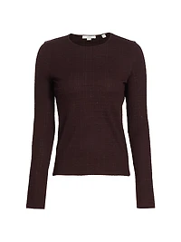 Wool-Blend Plaid Jacquard Long-Sleeve T-Shirt