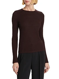 Wool-Blend Plaid Jacquard Long-Sleeve T-Shirt