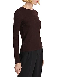 Wool-Blend Plaid Jacquard Long-Sleeve T-Shirt