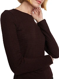 Wool-Blend Plaid Jacquard Long-Sleeve T-Shirt