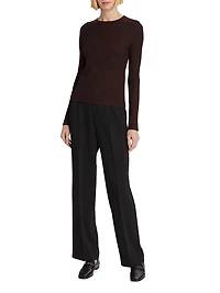 Wool-Blend Plaid Jacquard Long-Sleeve T-Shirt